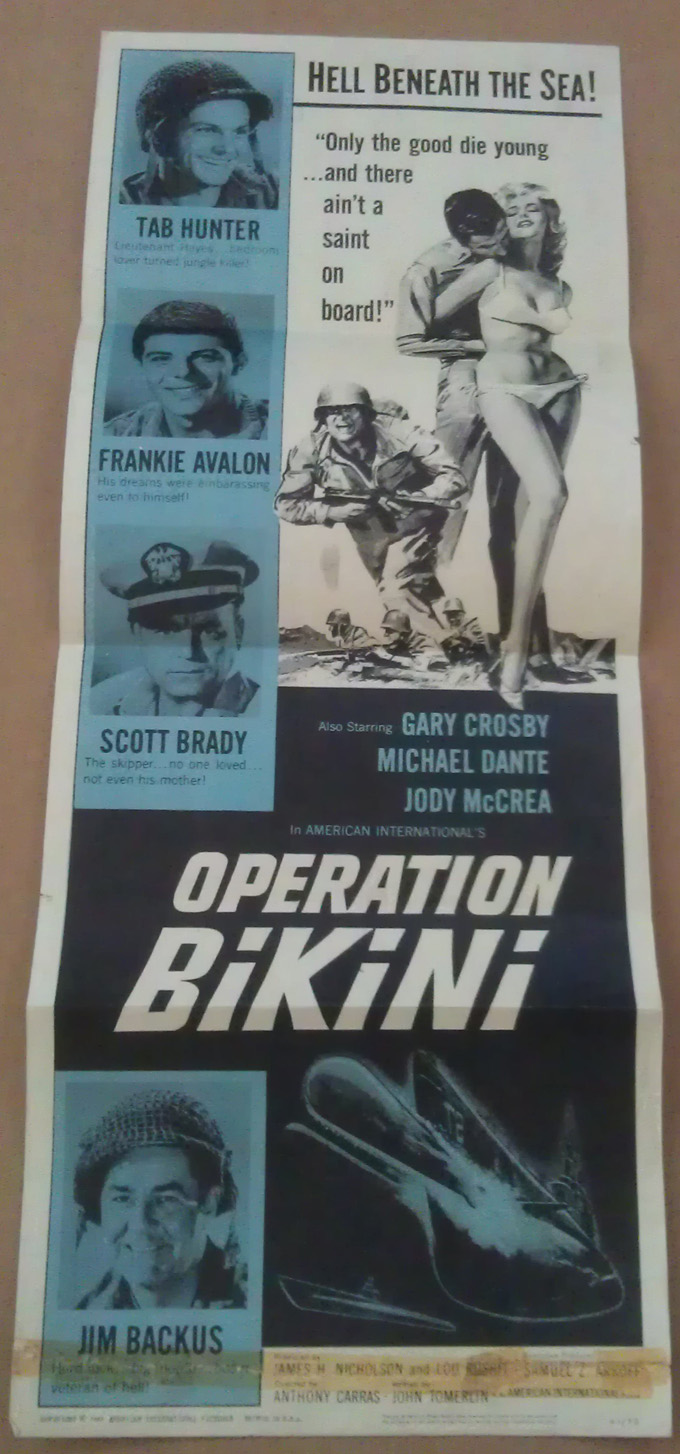 OPERATION BIKINI MOVIE POSTER INSERT 1963 ORIGINAL FOLDED 14X36 FRANKIE