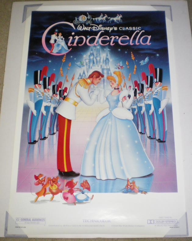 CINDERELLA MOVIE POSTER 1SHT R87 ORIGINAL 27x41 DISNEY