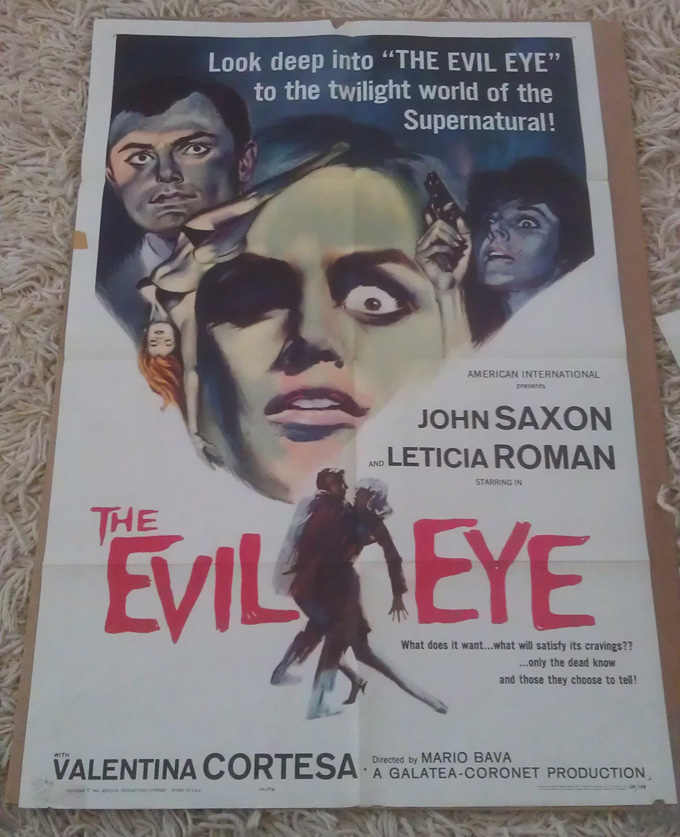 THE EVIL EYE MOVIE POSTER 1 Sheet ORIGINAL 27x41 FOLDED MARIO BAVA