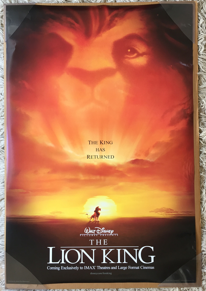 THE LION KING MOVIE POSTER 2 Sided ORIGINAL IMAX VF 27x40 MATTHEW ...