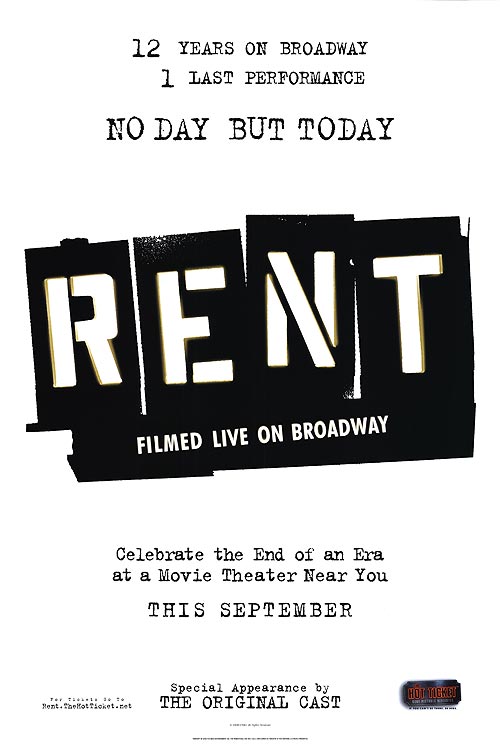 RENT MOVIE POSTER 2 Sided ORIGINAL BROADWAY 27x40  